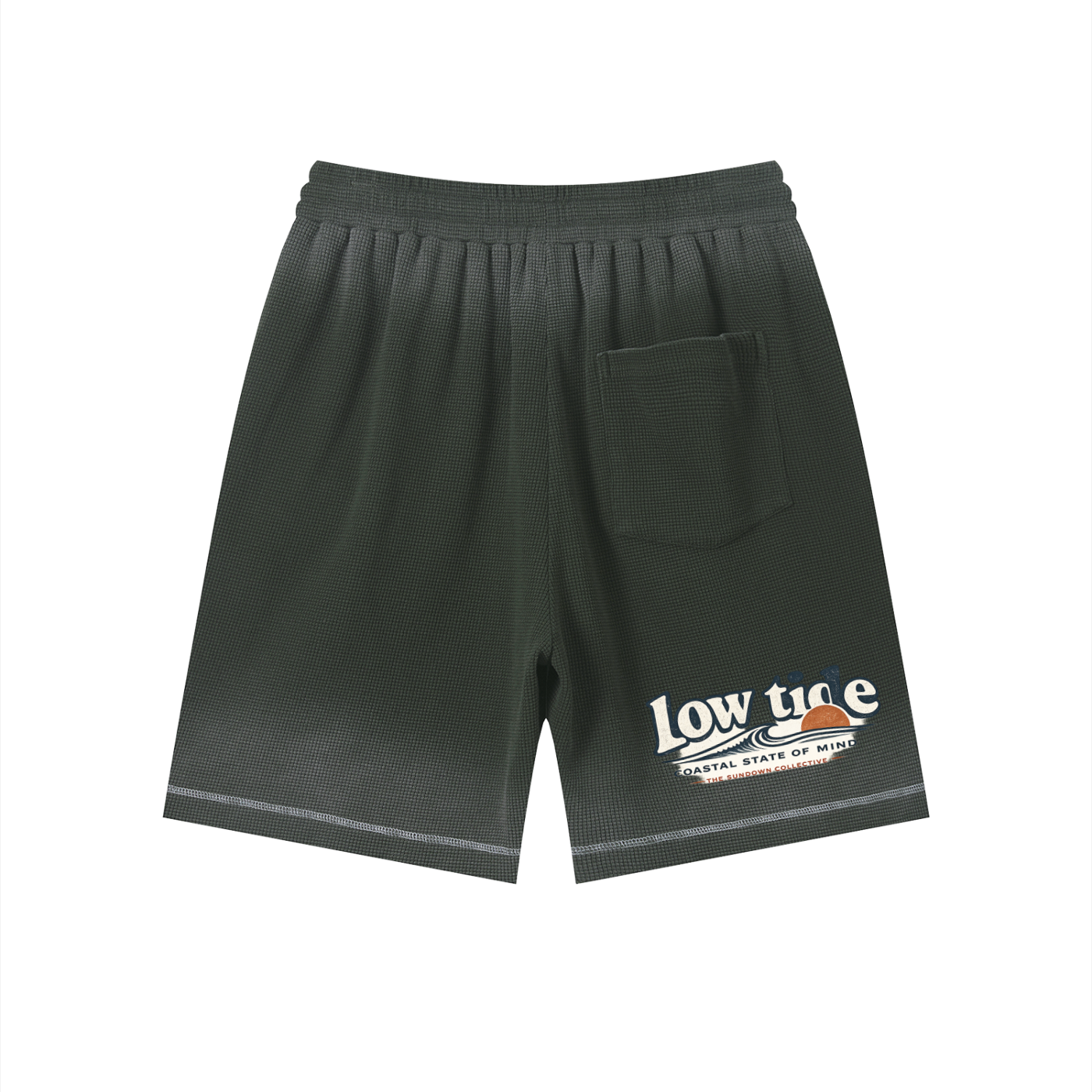 Unisex Sunfade Waffle Raw Hem Shorts