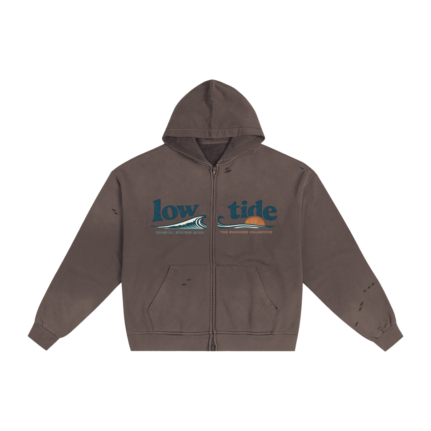 Sundown collective -Hand-Frayed Sunfade Zip Hoodie-
