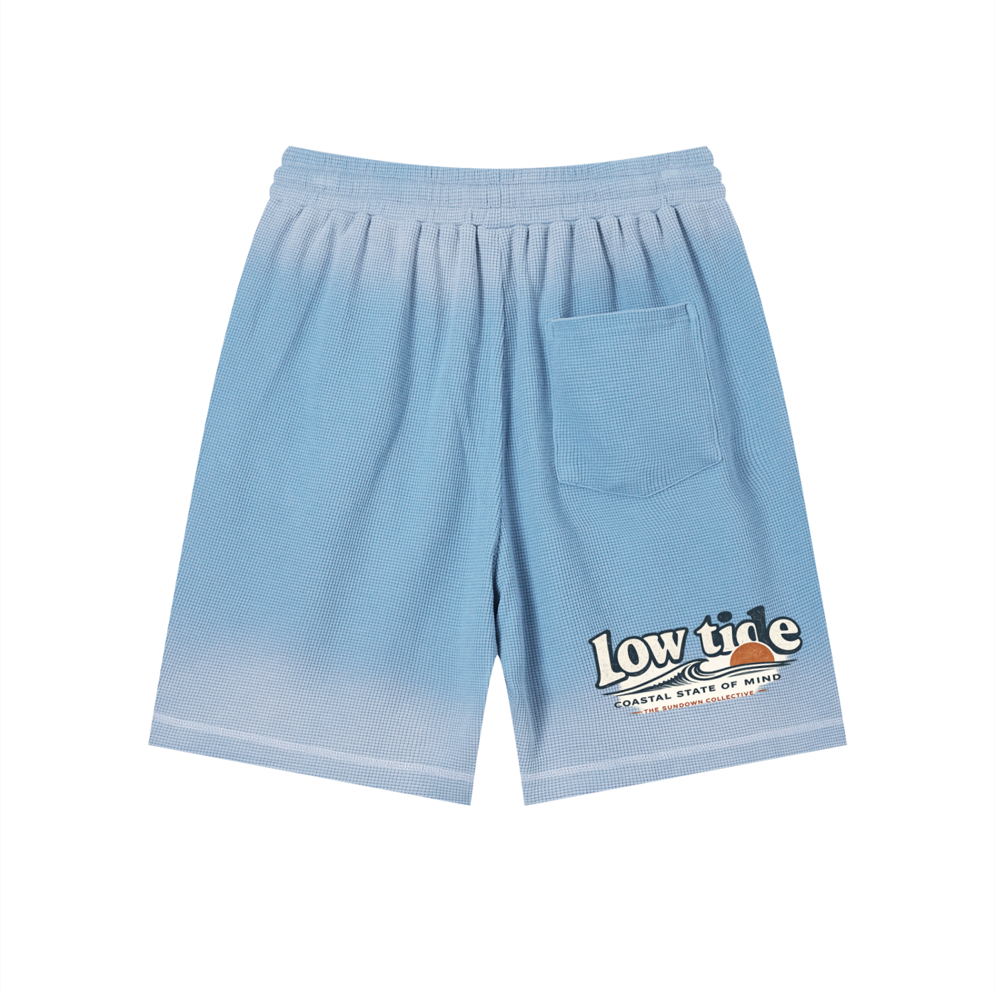 Unisex Sunfade Waffle Raw Hem Shorts