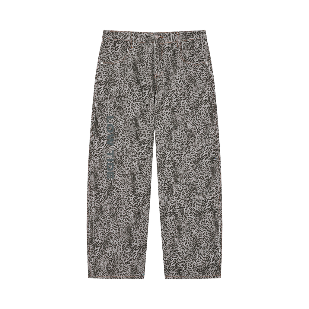 Low Tide - Unisex Vintage Wash Leopard Wide Leg Jeans