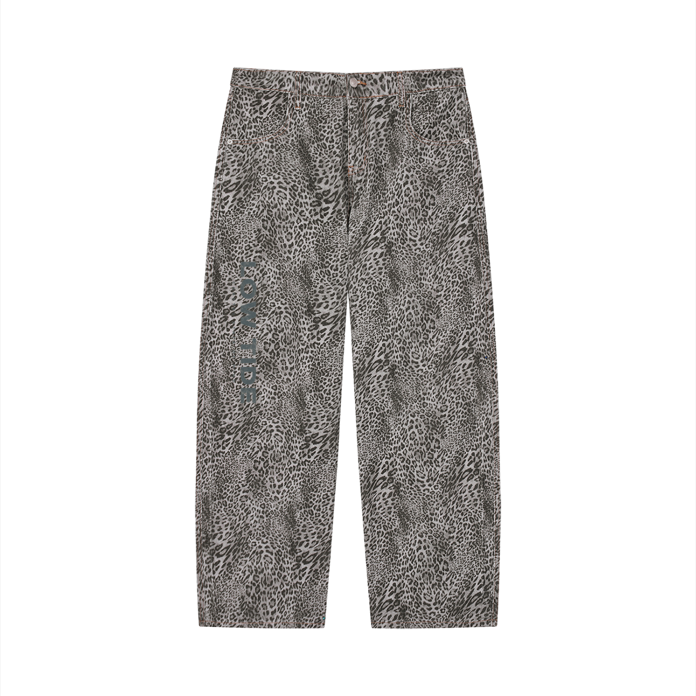 Low Tide - Unisex Vintage Wash Leopard Wide Leg Jeans