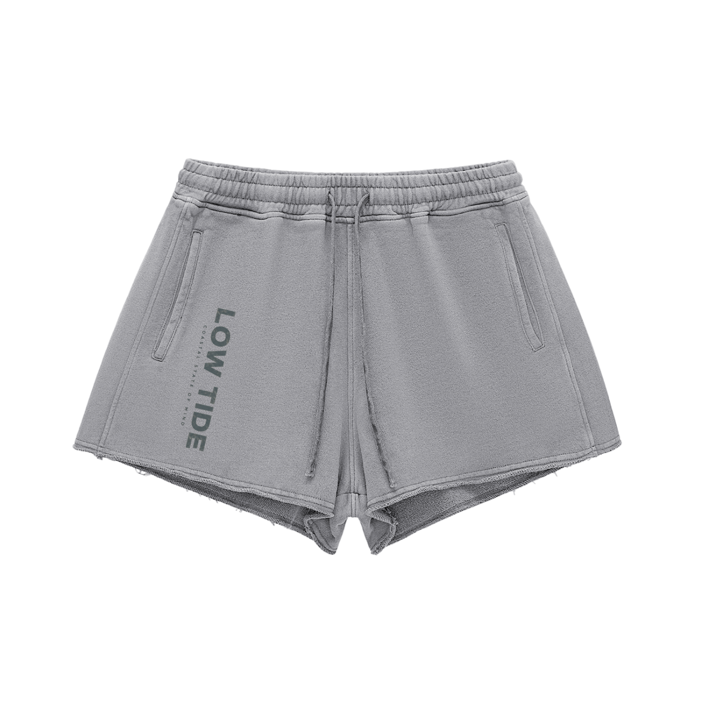 Snow Washed Raw Edge Drawstring Shorts