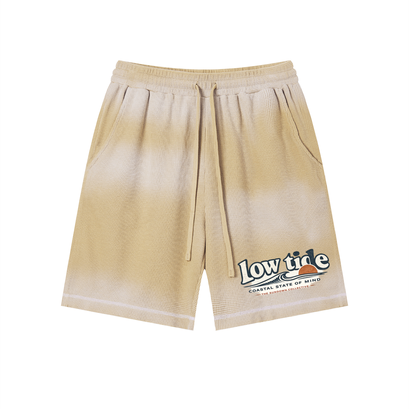 Unisex Sunfade Waffle Raw Hem Shorts