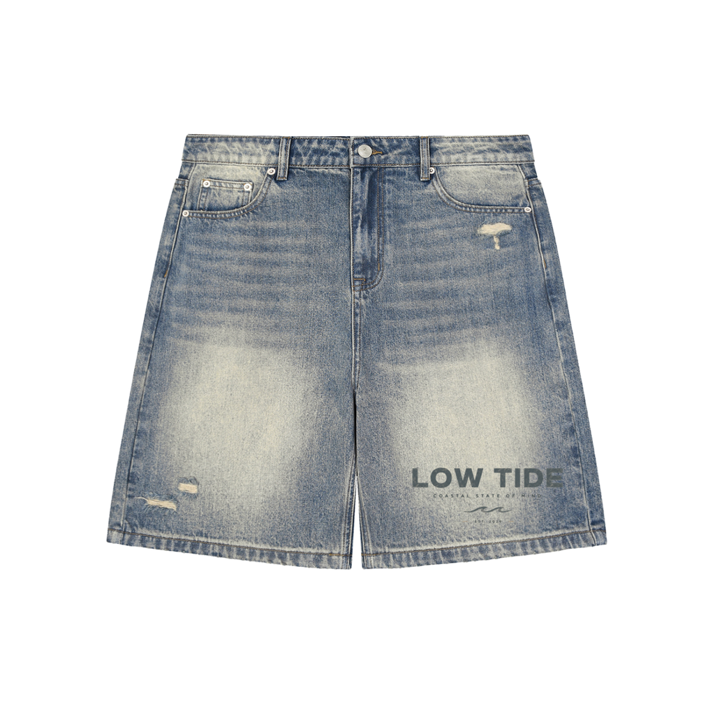 Faded Distressed Baggy Denim Shorts