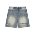 Faded Distressed Baggy Denim Shorts