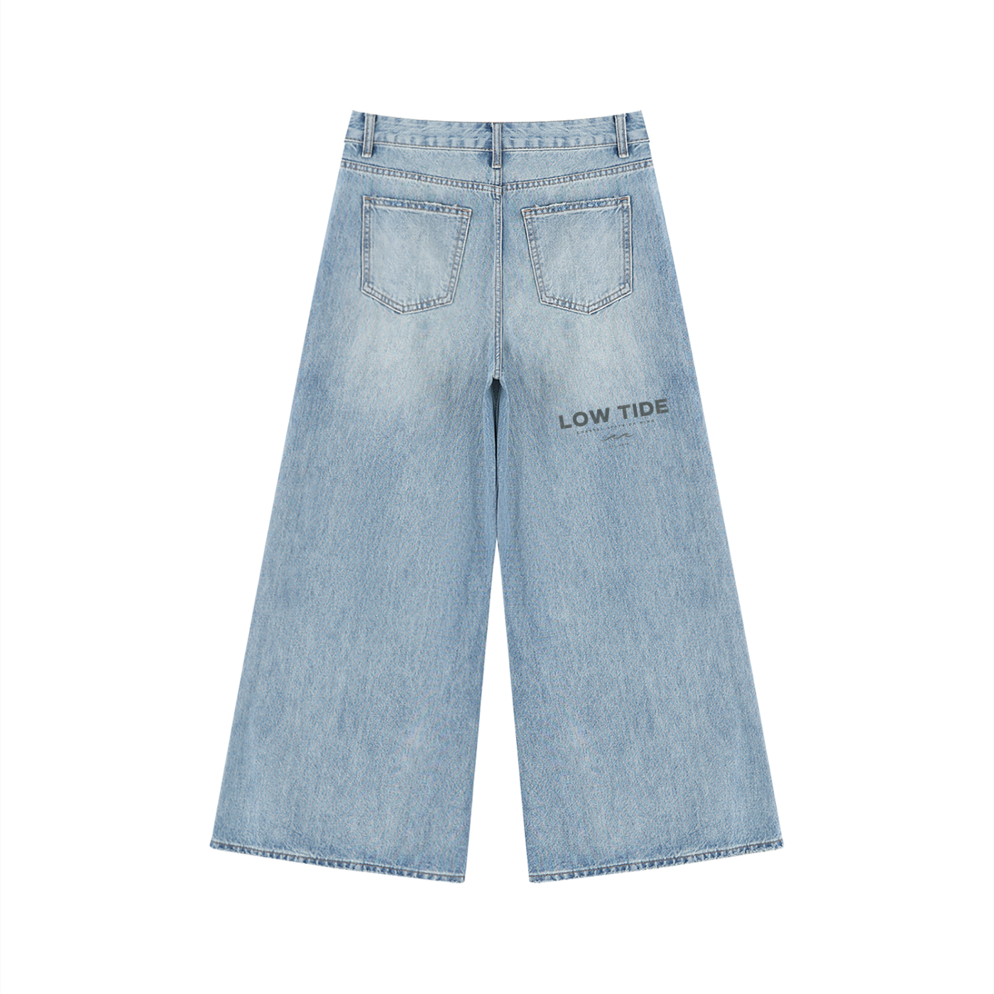 Women's Vintage Wash Distressed Wide Leg Jeans