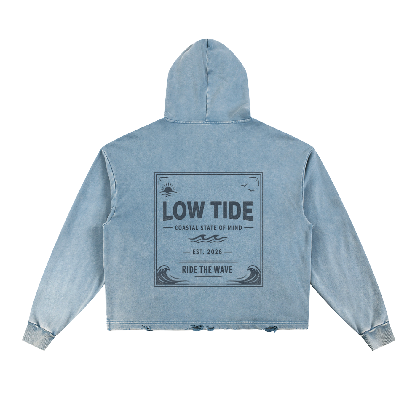 Vintage Washed Frayed-Hem Hoodie