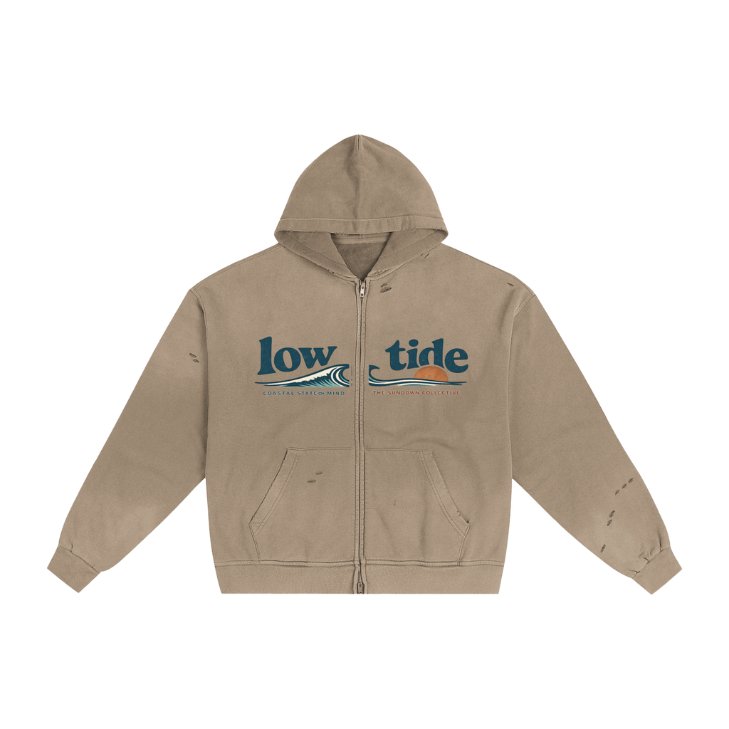 Sundown collective -Hand-Frayed Sunfade Zip Hoodie-