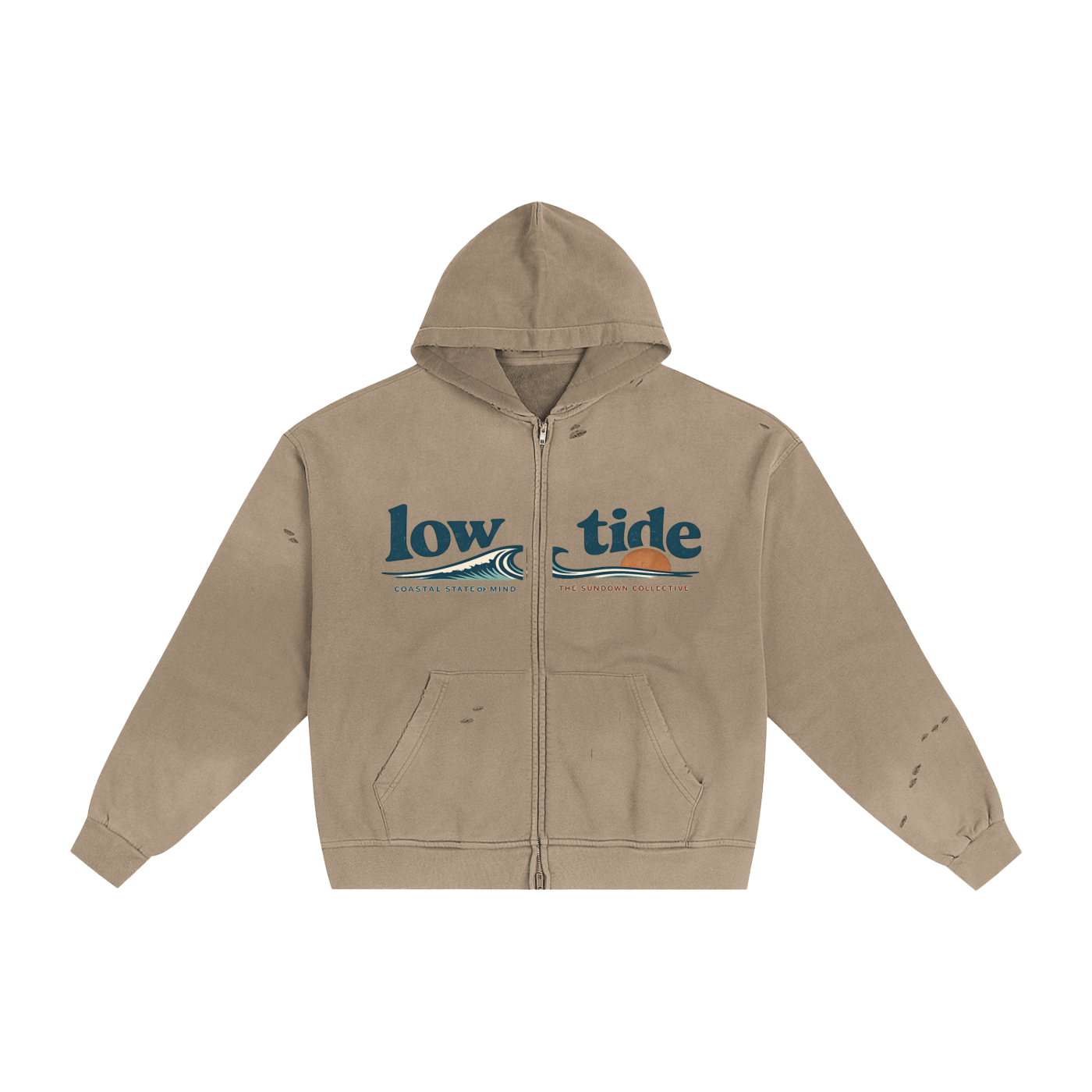 Sundown collective -Hand-Frayed Sunfade Zip Hoodie-