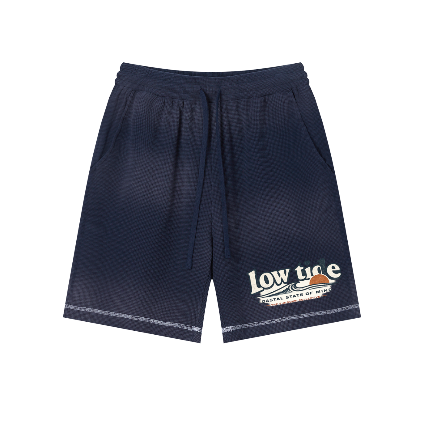 Unisex Sunfade Waffle Raw Hem Shorts