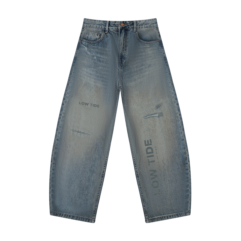 Men's Distressed Barrel Leg Jeans