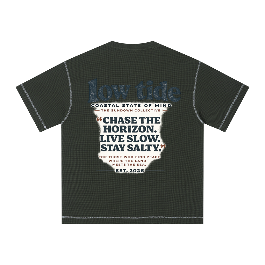 sundown -Unisex Sunfade Waffle Boxy T-Shirt -