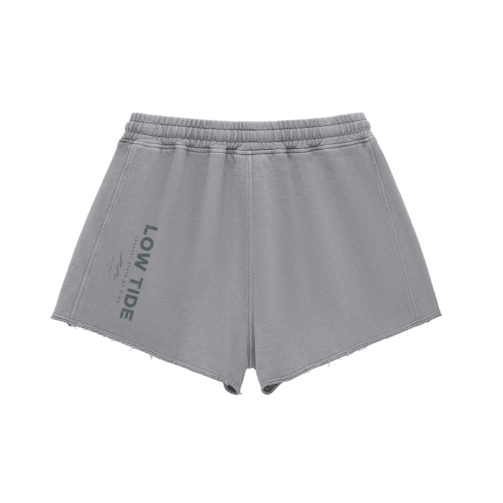 Snow Washed Raw Edge Drawstring Shorts