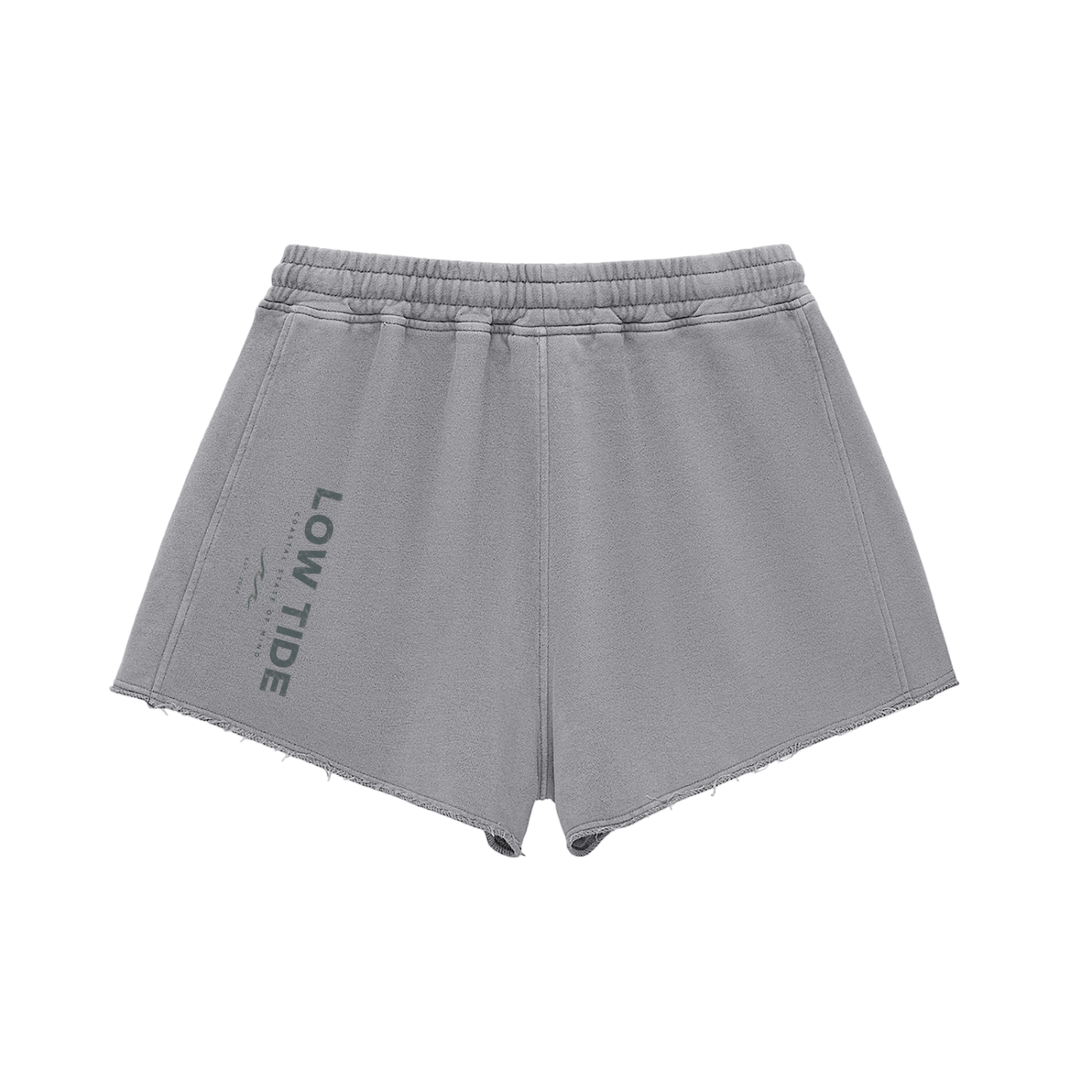 Snow Washed Raw Edge Drawstring Shorts