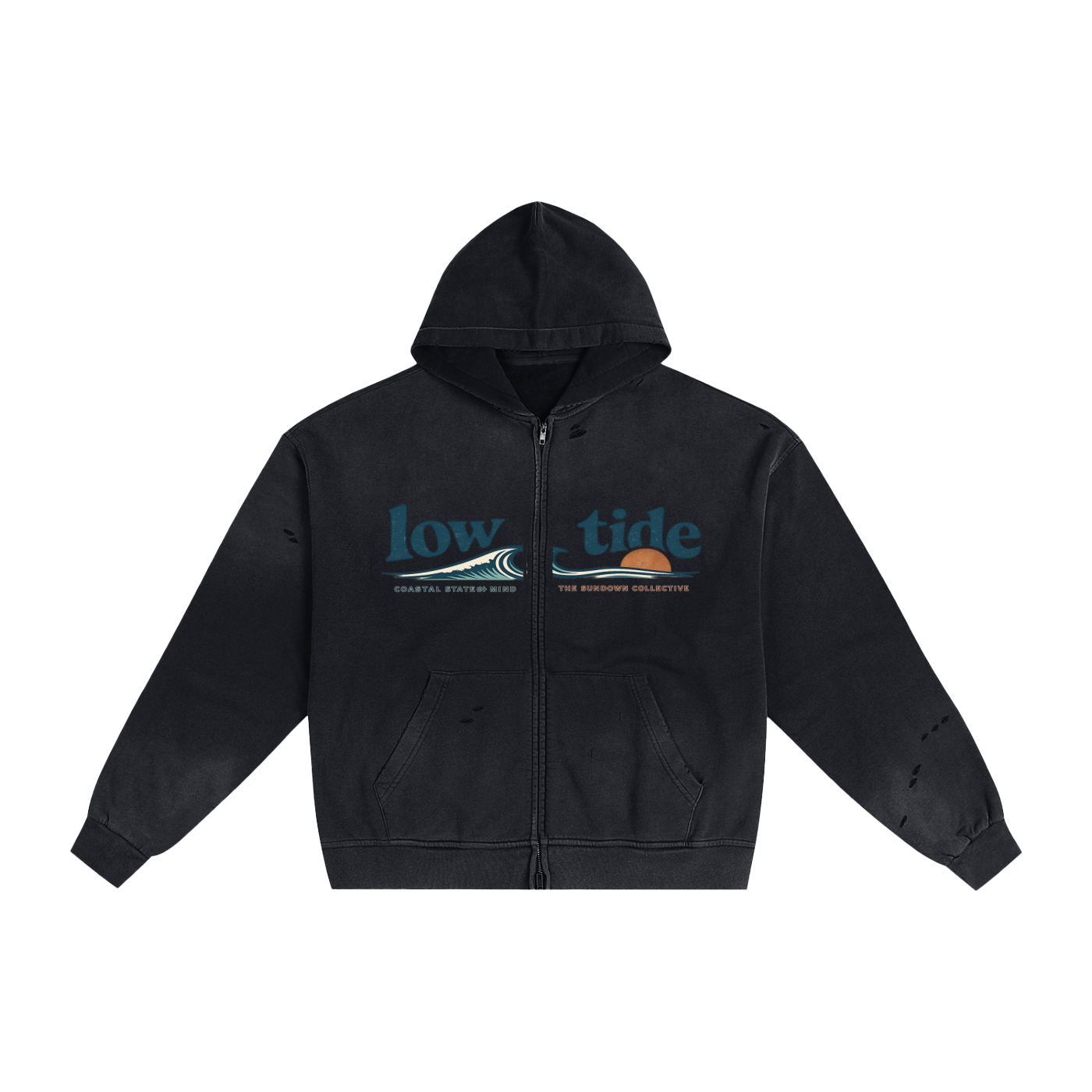 Sundown collective -Hand-Frayed Sunfade Zip Hoodie-