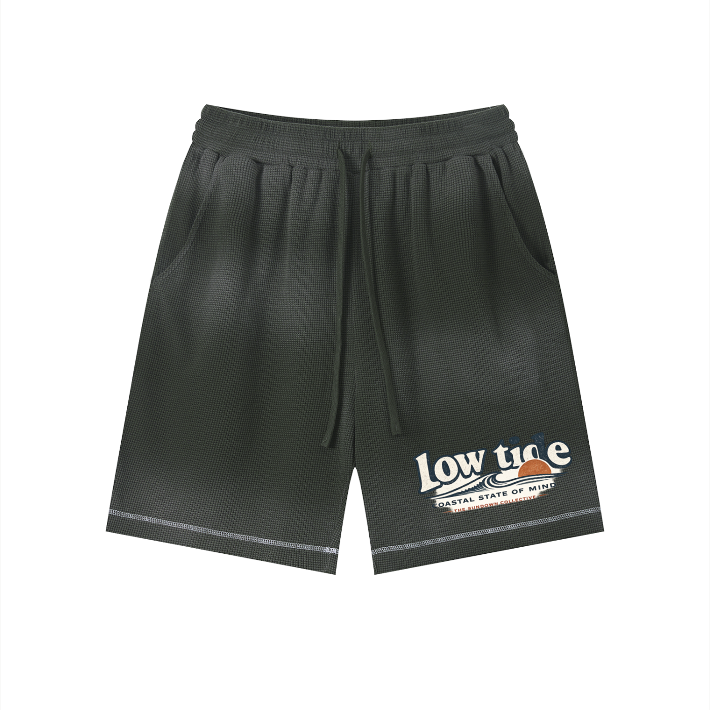 Unisex Sunfade Waffle Raw Hem Shorts
