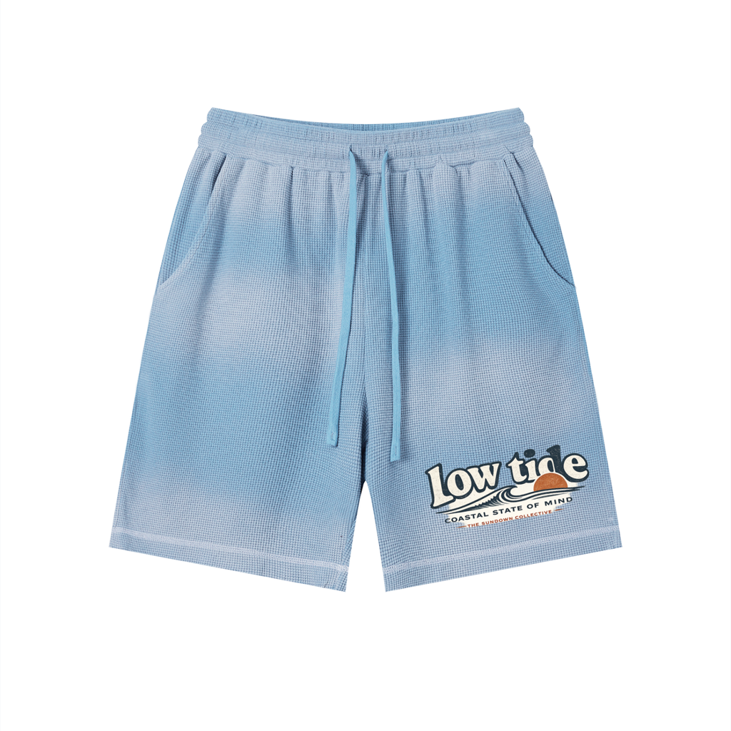 Unisex Sunfade Waffle Raw Hem Shorts