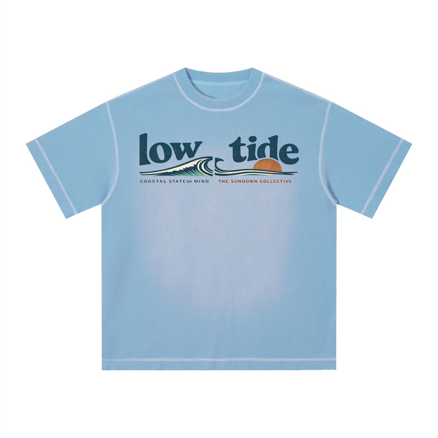 sundown -Unisex Sunfade Waffle Boxy T-Shirt -