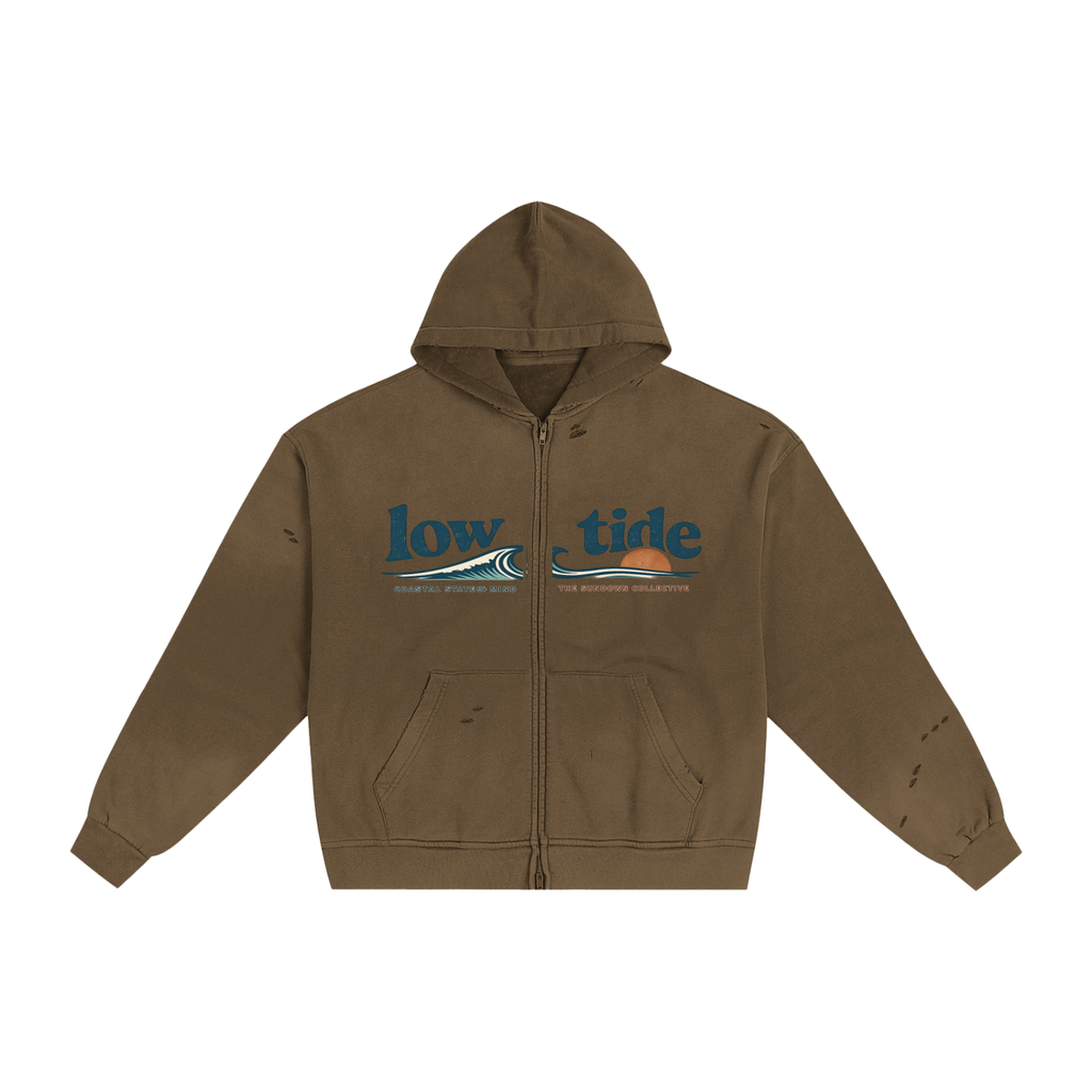 Sundown collective -Hand-Frayed Sunfade Zip Hoodie-