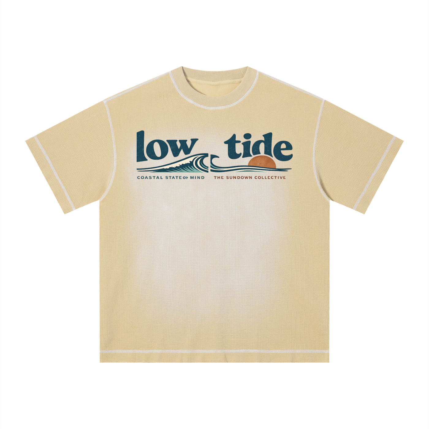 sundown -Unisex Sunfade Waffle Boxy T-Shirt -